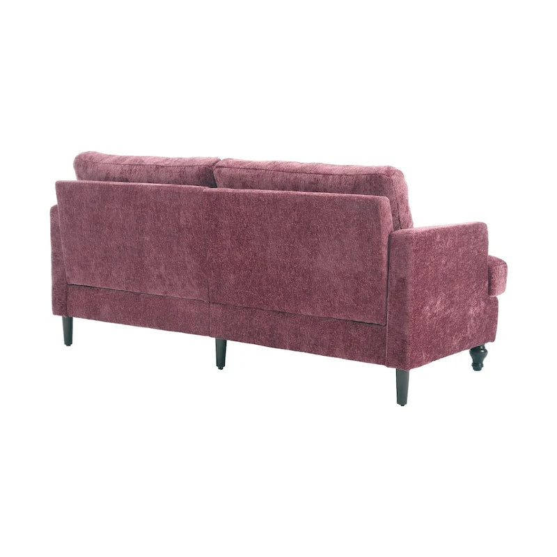Causeuse de salon avec cadre en bois style Mid-Century Moderne et revêtement en chenille