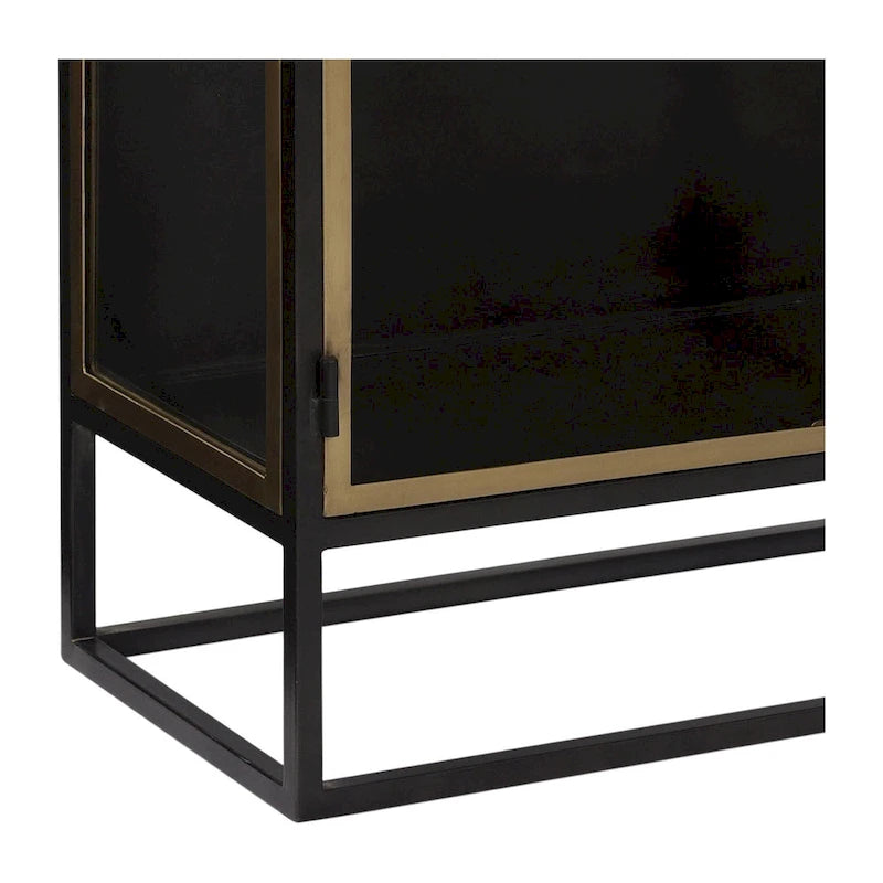 Buffet Brynlee à 2 portes en fer et verre finition bronze et laiton de 91 cm