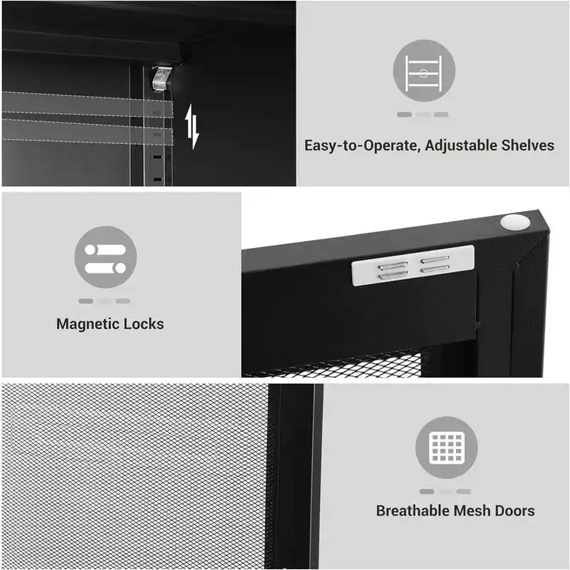 Armoire de rangement en métal avec portes grillagées - 40 P x 80 L x 105 H cm