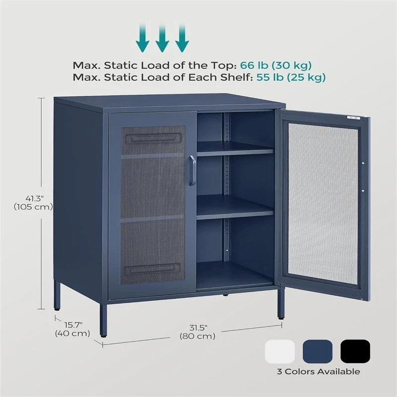 Armoire de rangement en métal avec portes grillagées - 40 P x 80 L x 105 H cm