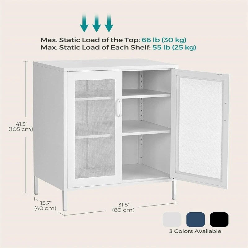 Armoire de rangement en métal avec portes grillagées - 40 P x 80 L x 105 H cm