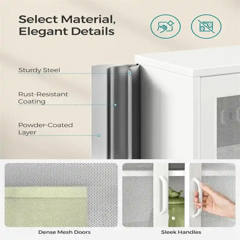 Armoire de rangement en métal avec portes grillagées - 40 P x 80 L x 105 H cm