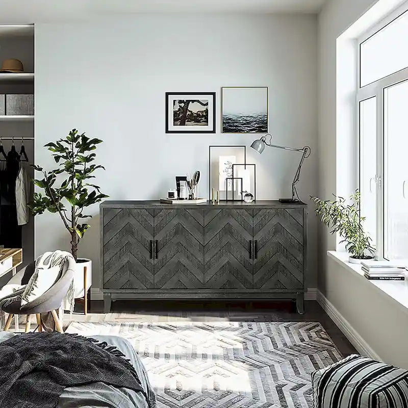 Meubles de rangement 4 portes en bois pour salon, salle à manger et chambre à coucher