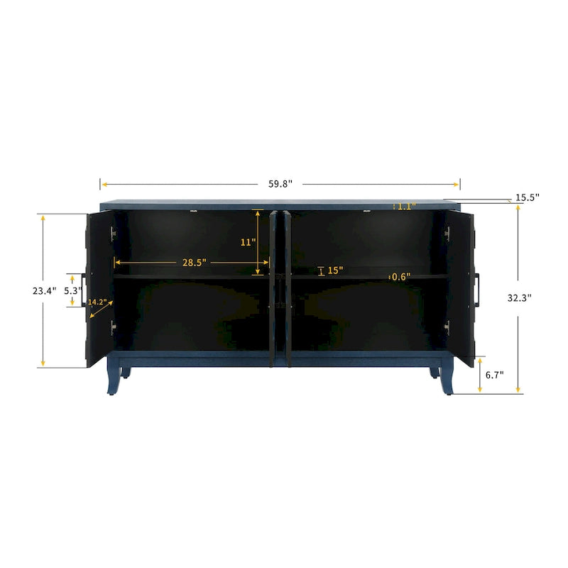 Meubles de rangement 4 portes en bois pour salon, salle à manger et chambre à coucher