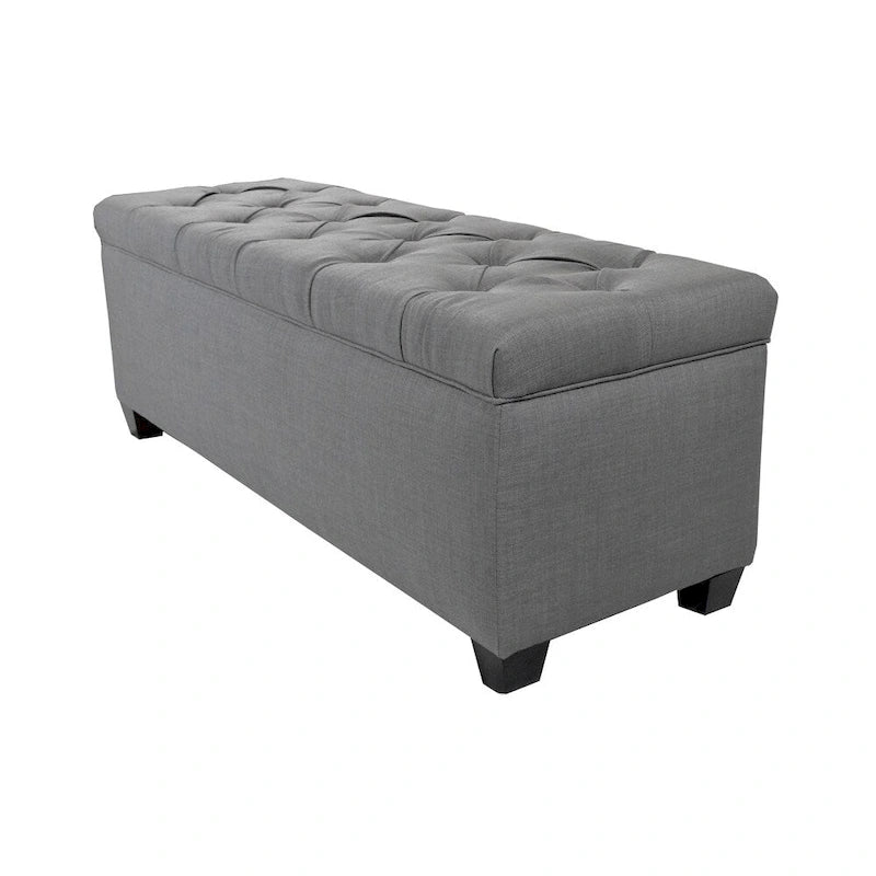 Le banc de rangement capitonné gris foncé en losanges Sole Secret