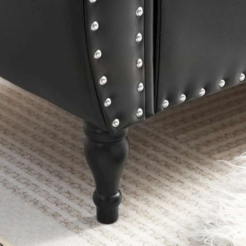 Banc de bout de lit 63 PU avec ottoman d'entrée à couvercle rabattable et 1 coussin