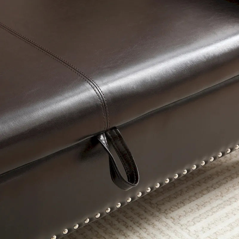 Banc de bout de lit 63 PU avec ottoman d'entrée à couvercle rabattable et 1 coussin