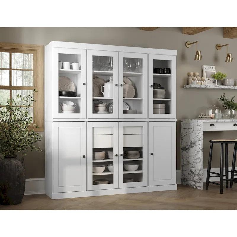Buffet de cuisine en bois massif 100 % fabriqué en Chine avec portes en verre ou en bois massif et kit de 2 tiroirs 65 x 71,5