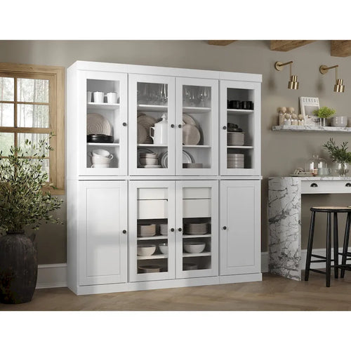 Buffet de cuisine en bois massif 100 % fabriqué en Chine avec portes en verre ou en bois massif et kit de 2 tiroirs 65 x 71,5