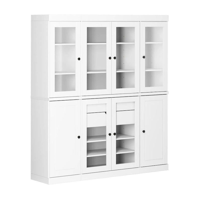 Buffet de cuisine en bois massif 100 % fabriqué en Chine avec portes en verre ou en bois massif et kit de 2 tiroirs 65 x 71,5