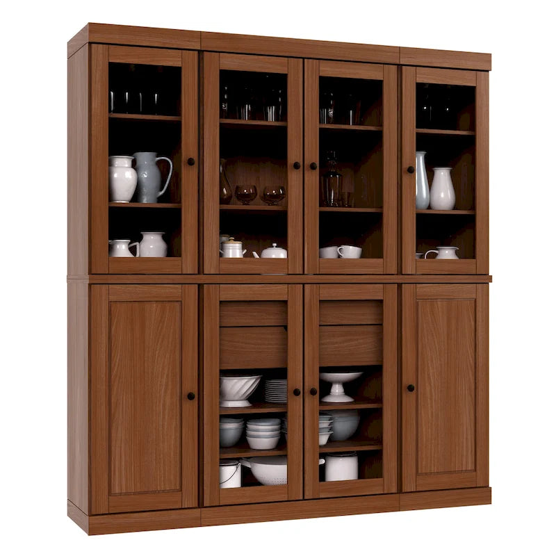 Buffet de cuisine en bois massif 100 % fabriqué en Chine avec portes en verre ou en bois massif et kit de 2 tiroirs 65 x 71,5
