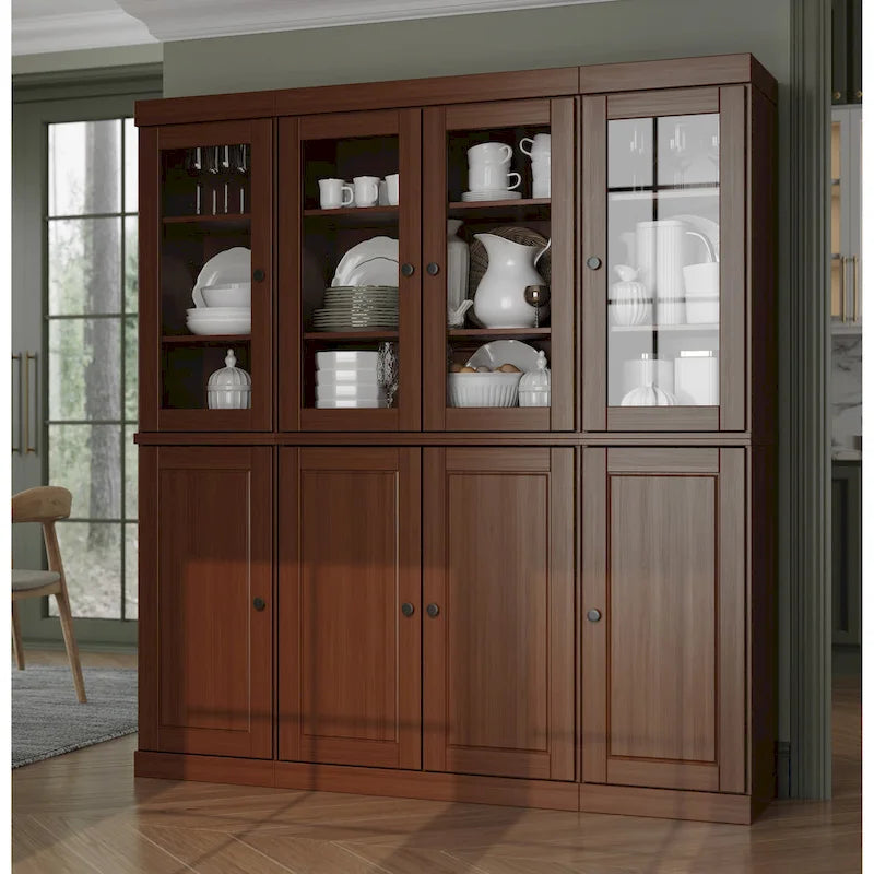 Buffet de cuisine en bois massif 100 % fabriqué en Chine avec portes en verre ou en bois massif et kit de 2 tiroirs 65 x 71,5