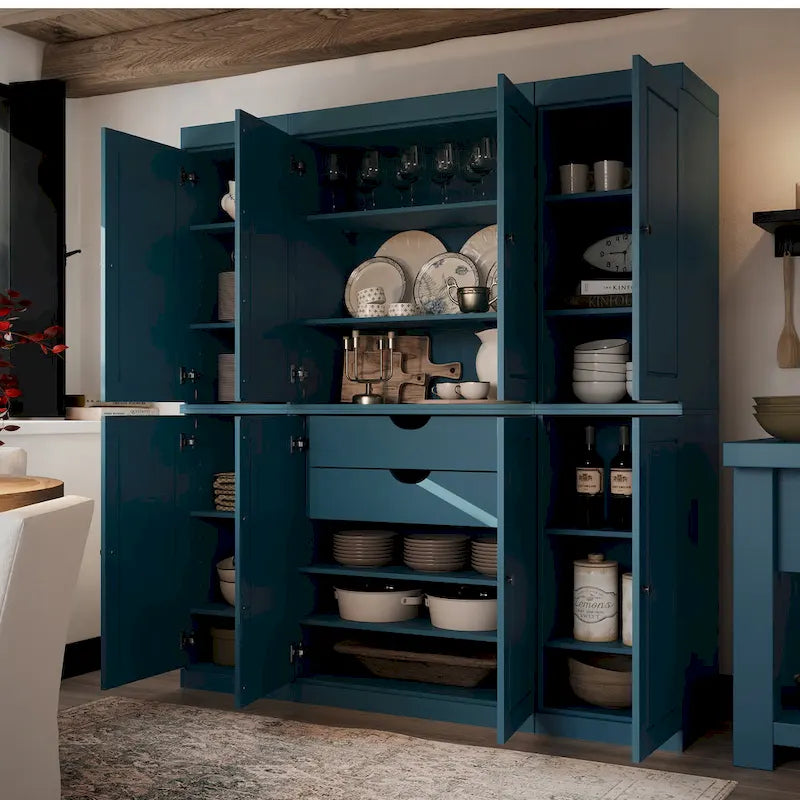 Buffet de cuisine en bois massif 100 % fabriqué en Chine avec portes en verre ou en bois massif et kit de 2 tiroirs 65 x 71,5