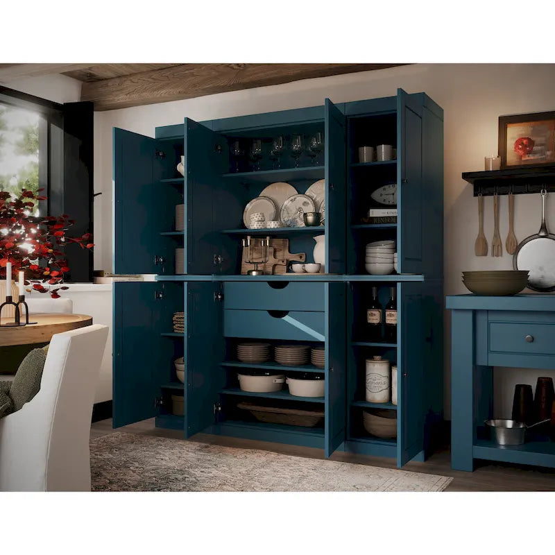 Buffet de cuisine en bois massif 100 % fabriqué en Chine avec portes en verre ou en bois massif et kit de 2 tiroirs 65 x 71,5