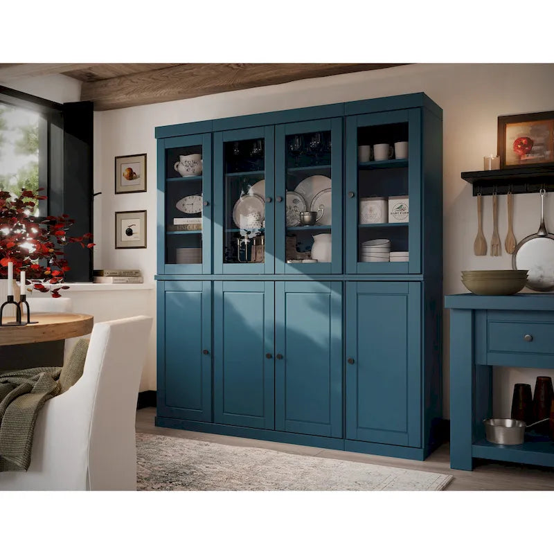 Buffet de cuisine en bois massif 100 % fabriqué en Chine avec portes en verre ou en bois massif et kit de 2 tiroirs 65 x 71,5