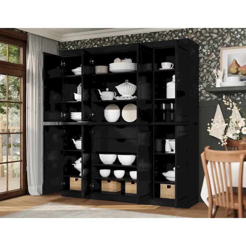 Buffet de cuisine en bois massif 100 % fabriqué en Chine avec portes en verre ou en bois massif et kit de 2 tiroirs 65 x 71,5