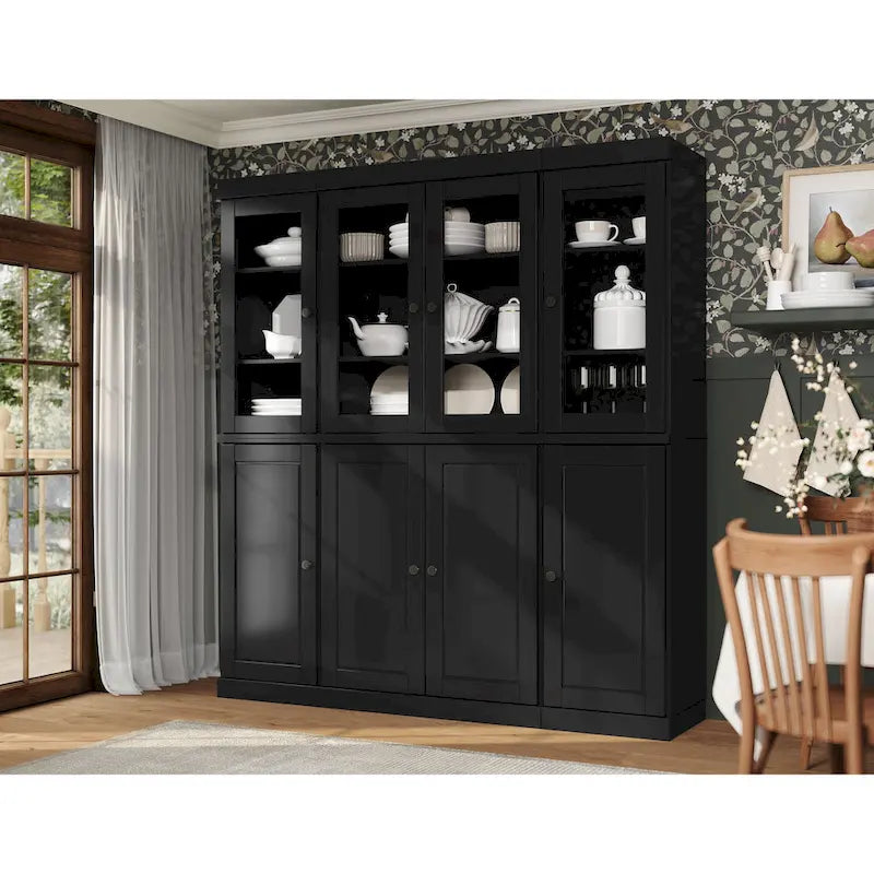 Buffet de cuisine en bois massif 100 % fabriqué en Chine avec portes en verre ou en bois massif et kit de 2 tiroirs 65 x 71,5