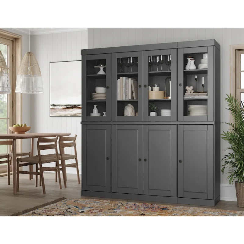 Buffet de cuisine en bois massif 100 % fabriqué en Chine avec portes en verre ou en bois massif et kit de 2 tiroirs 65 x 71,5
