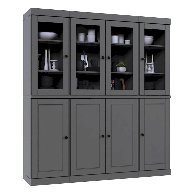 Buffet de cuisine en bois massif 100 % fabriqué en Chine avec portes en verre ou en bois massif et kit de 2 tiroirs 65 x 71,5