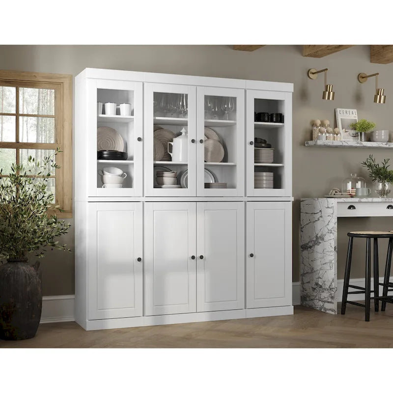 Buffet de cuisine en bois massif 100 % fabriqué en Chine avec portes en verre ou en bois massif et kit de 2 tiroirs 65 x 71,5