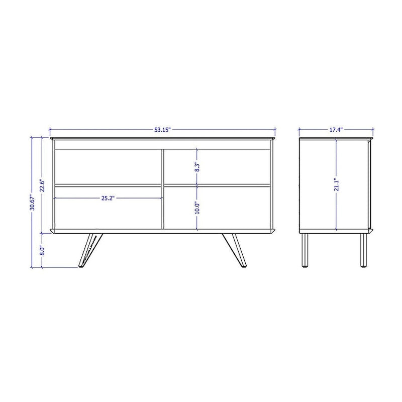 Manhattan Comfort Tudor Commode avec 4 étagères de 135 cm