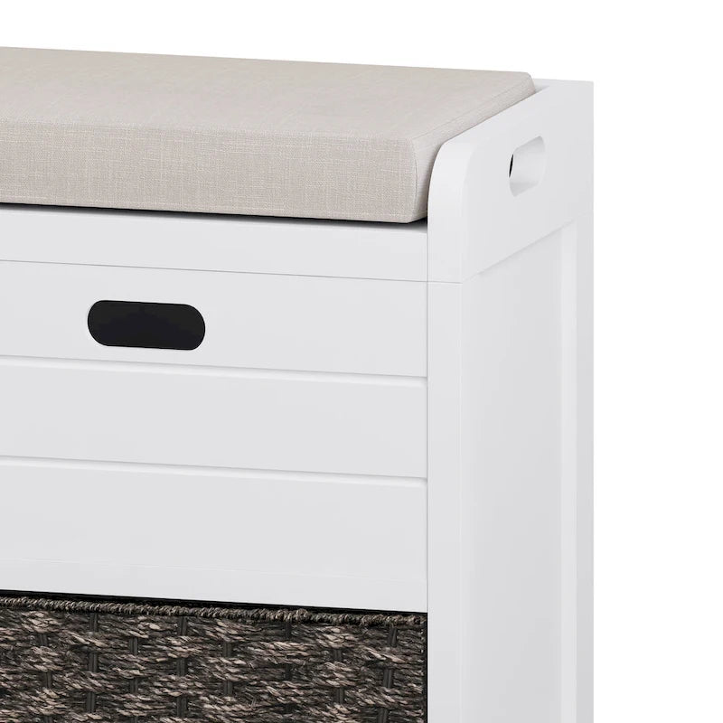 Banc de rangement avec panier amovible et 2 tiroirs
