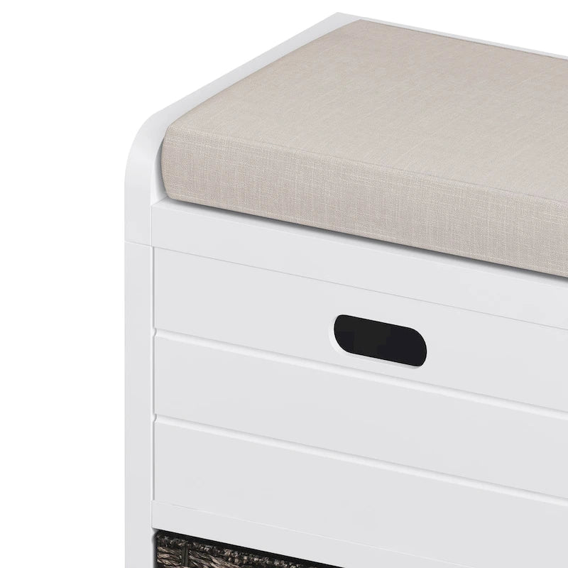 Banc de rangement avec panier amovible et 2 tiroirs
