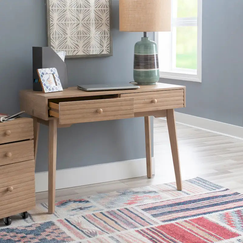 Bureau d'ordinateur en bois à 2 tiroirs