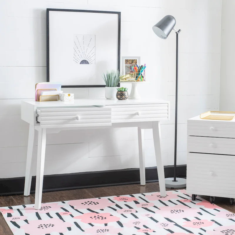Bureau d'ordinateur en bois à 2 tiroirs