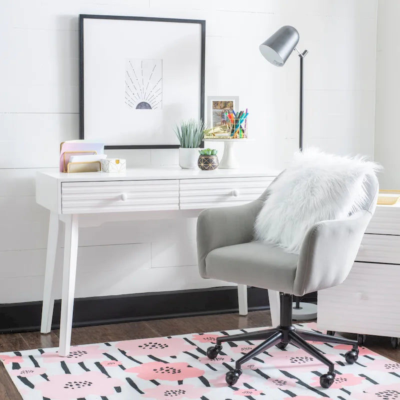 Bureau d'ordinateur en bois à 2 tiroirs