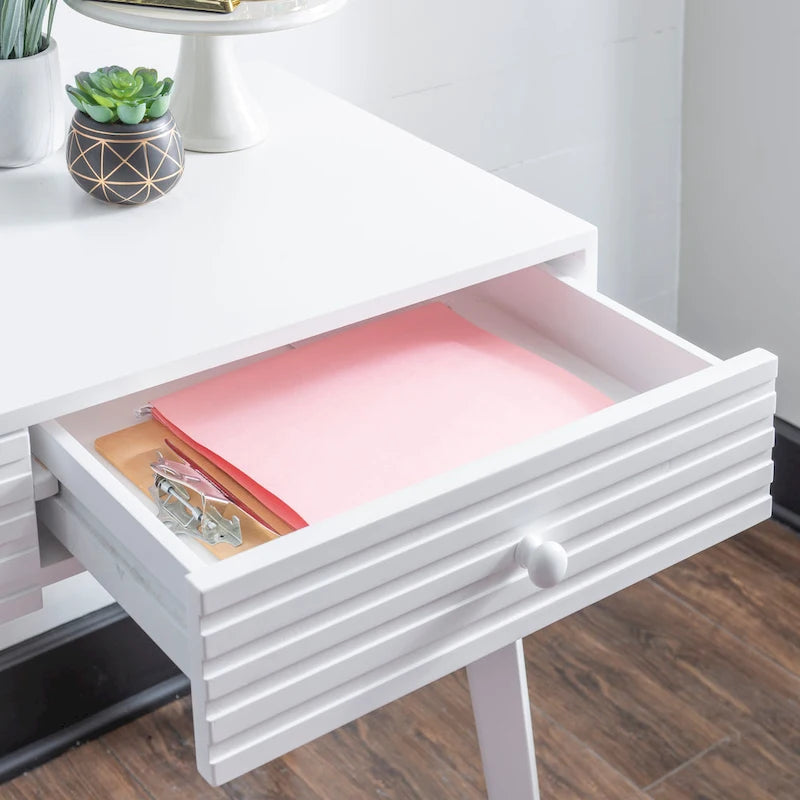 Bureau d'ordinateur en bois à 2 tiroirs