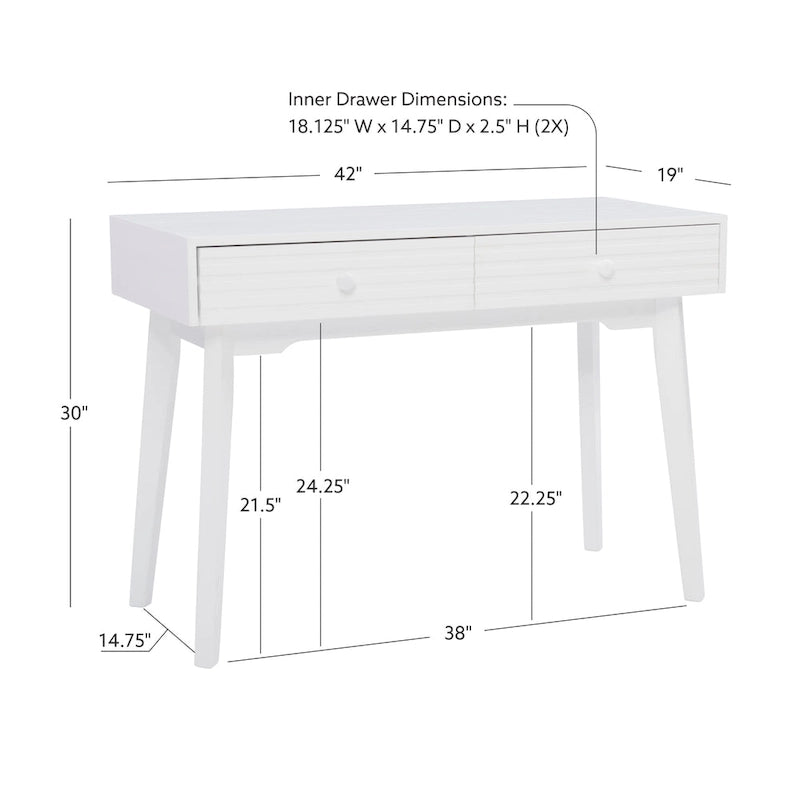 Bureau d'ordinateur en bois à 2 tiroirs