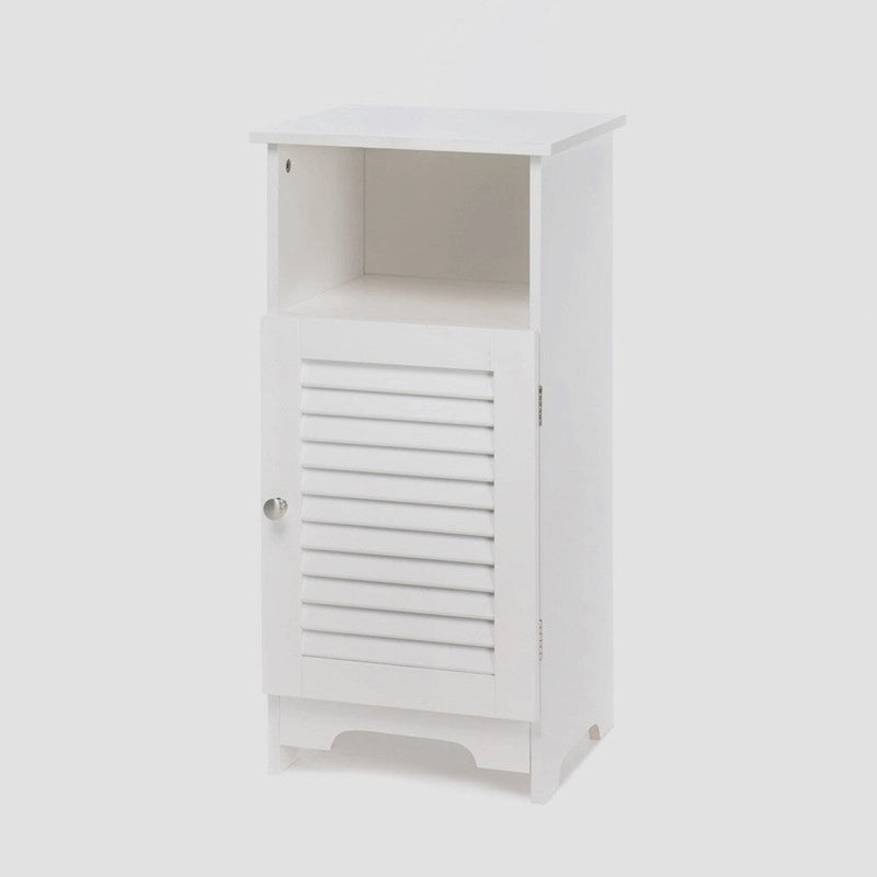 Meuble bas Olympia blanc à une porte persiennée