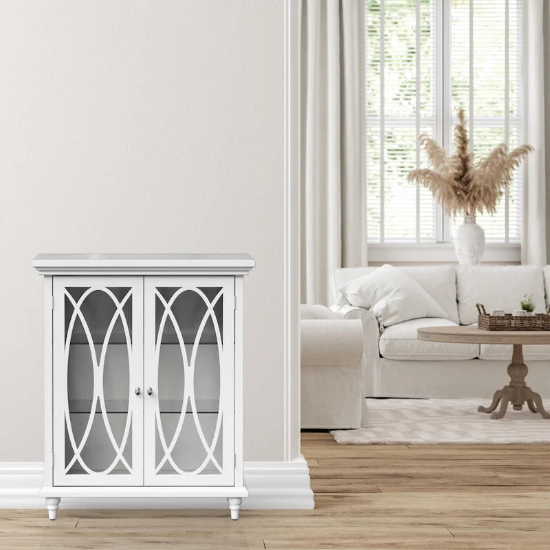 Teamson Home Florence Armoire Basse 66 x 81,3 cm, Blanc - 66 cm L x 31,8 cm P x 81,3 cm H