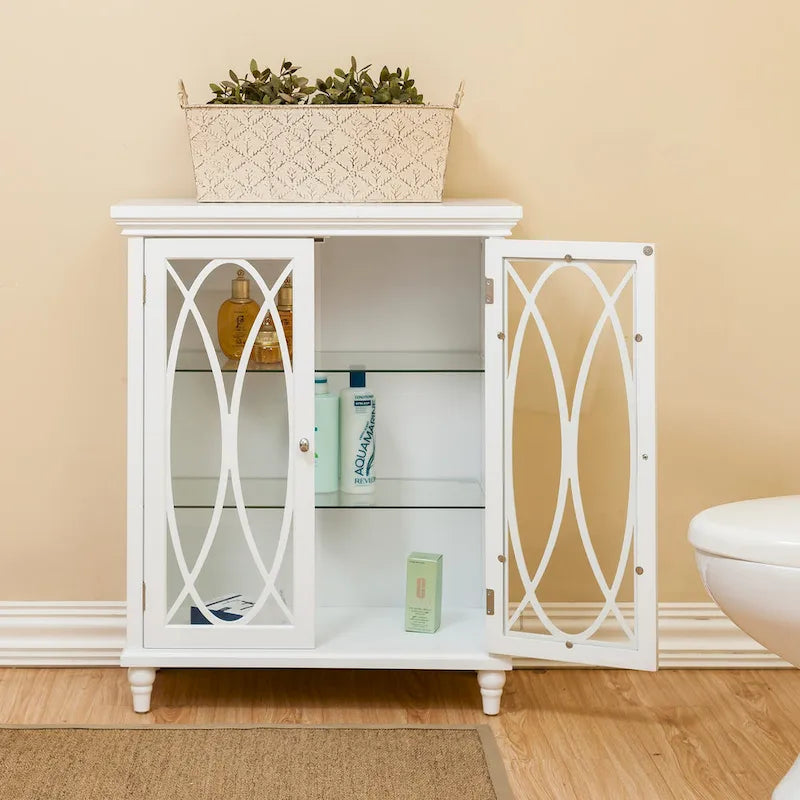 Teamson Home Florence Armoire Basse 66 x 81,3 cm, Blanc - 66 cm L x 31,8 cm P x 81,3 cm H