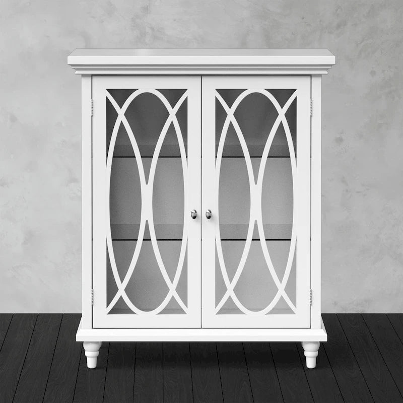 Teamson Home Florence Armoire Basse 66 x 81,3 cm, Blanc - 66 cm L x 31,8 cm P x 81,3 cm H