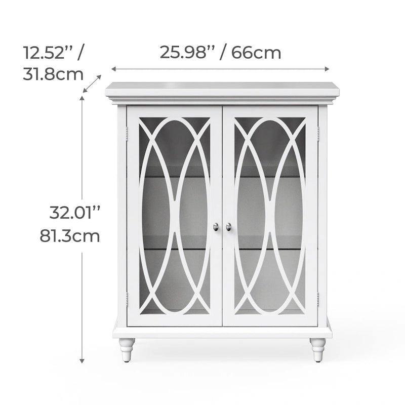 Teamson Home Florence Armoire Basse 66 x 81,3 cm, Blanc - 66 cm L x 31,8 cm P x 81,3 cm H