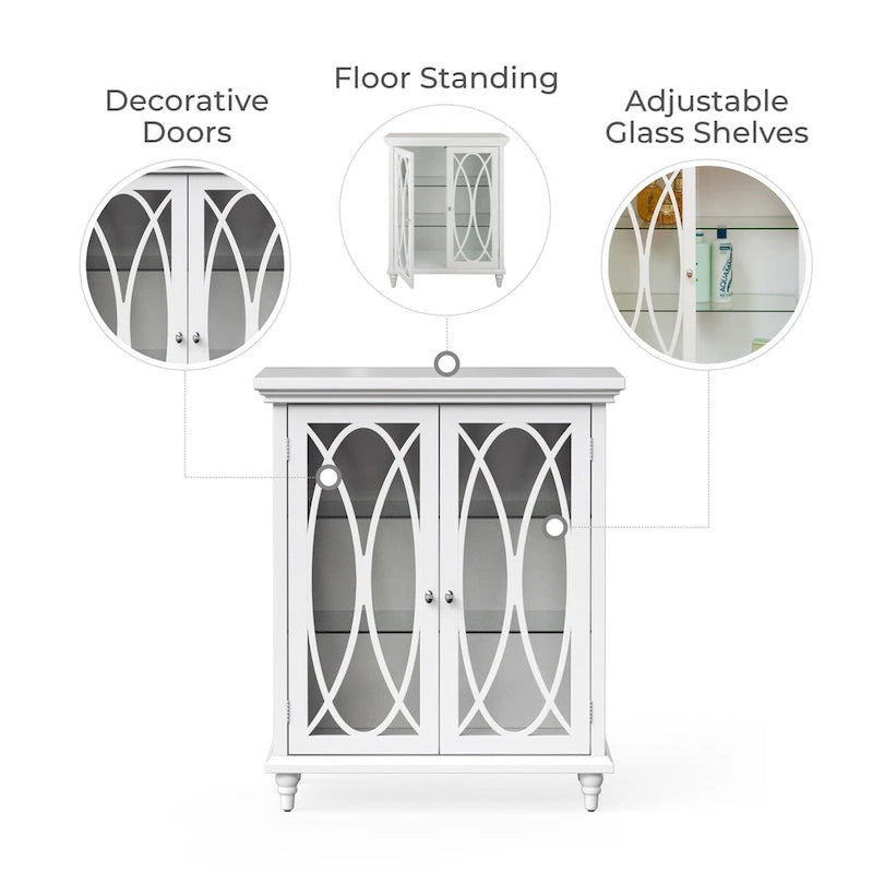 Teamson Home Florence Armoire Basse 66 x 81,3 cm, Blanc - 66 cm L x 31,8 cm P x 81,3 cm H