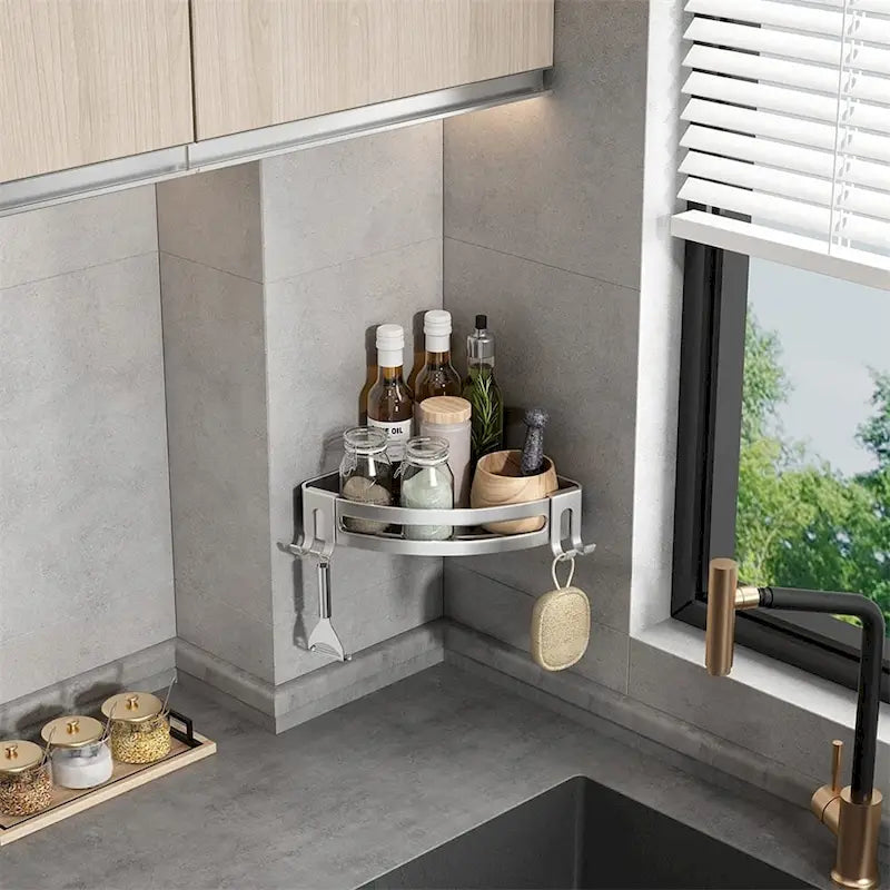 Étagère d'angle de douche sans perçage, rangement de douche antirouille, étagère de salle de bain