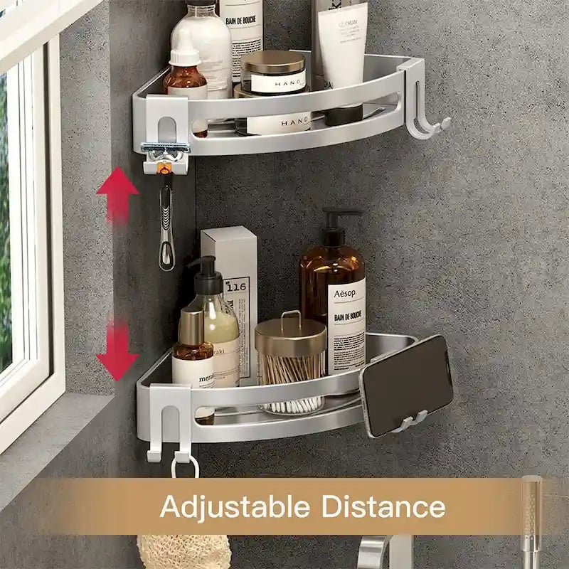 Étagère d'angle de douche sans perçage, rangement de douche antirouille, étagère de salle de bain
