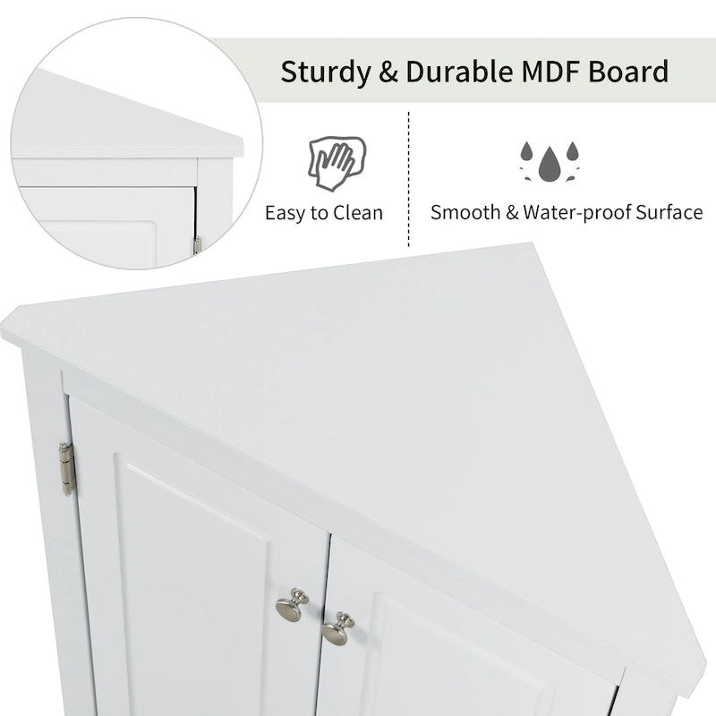 Meuble de rangement d'angle gris pour salle de bain avec étagères réglables