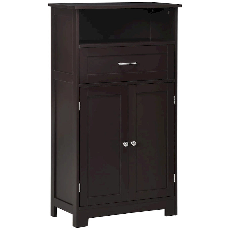 kleankin Armoire de rangement de salle de bain moderne sur pied avec tiroir et étagère réglable - 29,8 x 59,7 x 108,6 cm