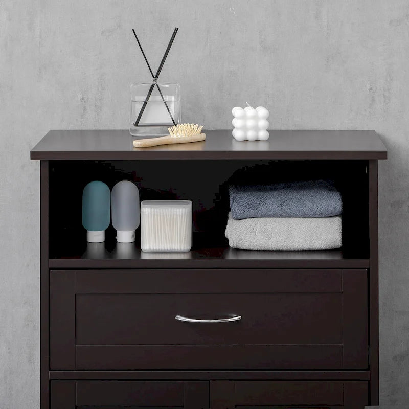 kleankin Armoire de rangement de salle de bain moderne sur pied avec tiroir et étagère réglable - 29,8 x 59,7 x 108,6 cm