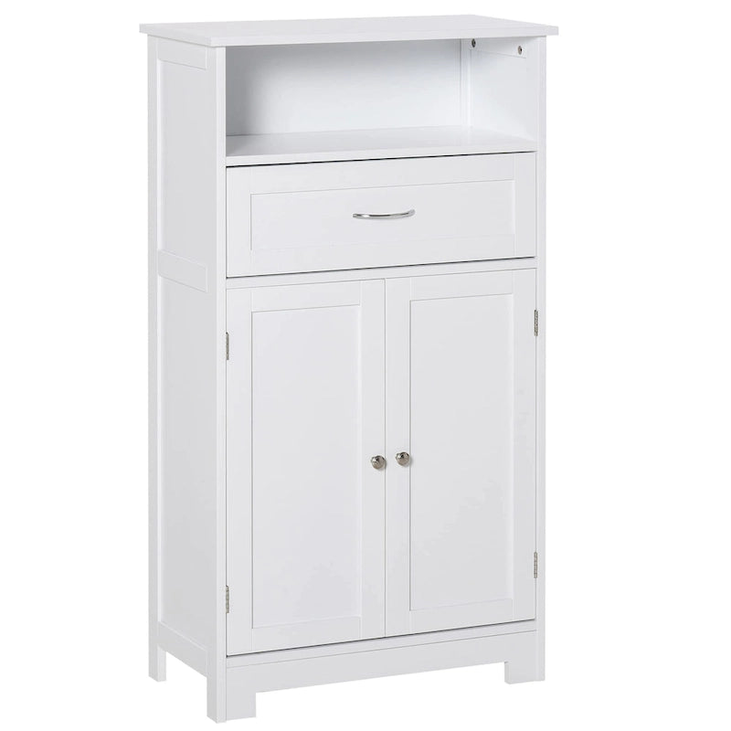 kleankin Armoire de rangement de salle de bain moderne sur pied avec tiroir et étagère réglable - 29,8 x 59,7 x 108,6 cm