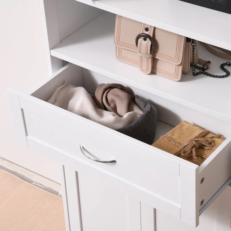 kleankin Armoire de rangement de salle de bain moderne sur pied avec tiroir et étagère réglable - 29,8 x 59,7 x 108,6 cm