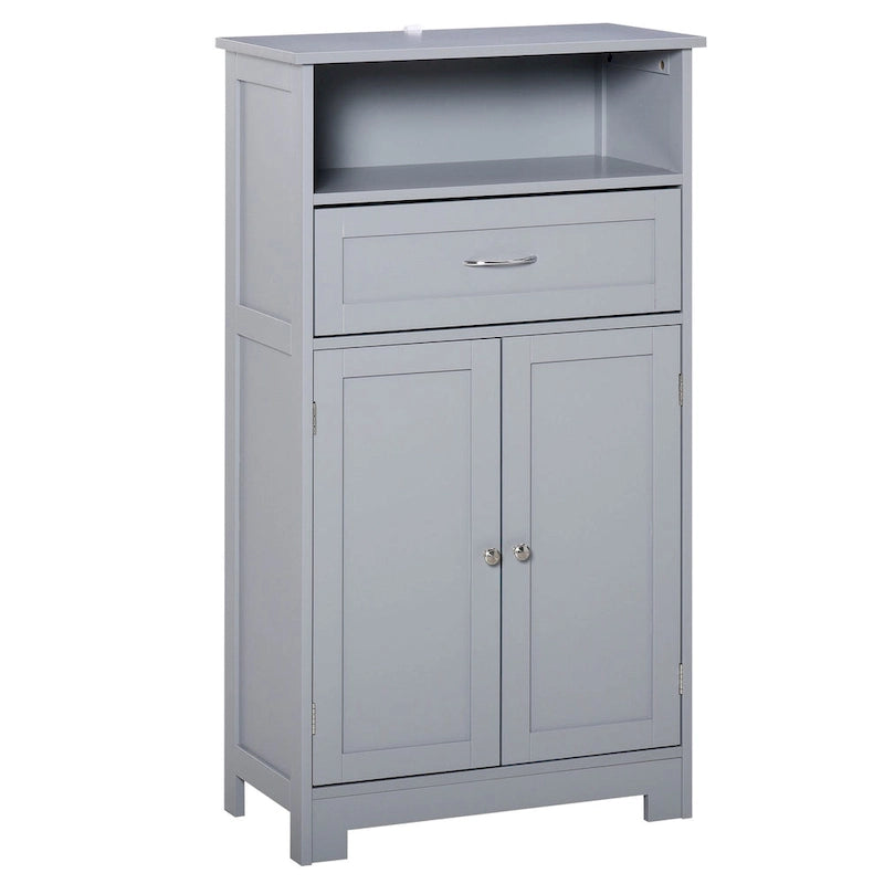 kleankin Armoire de rangement de salle de bain moderne sur pied avec tiroir et étagère réglable - 29,8 x 59,7 x 108,6 cm