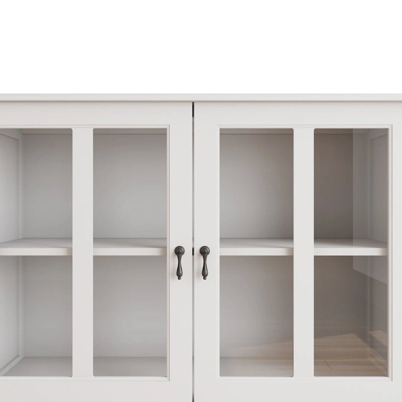 Meuble de rangement buffet avec double porte vitrée et poignée unique en forme de cloche