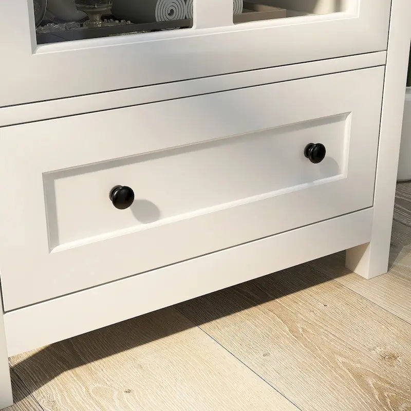 Meuble de rangement buffet avec double porte vitrée et poignée unique en forme de cloche