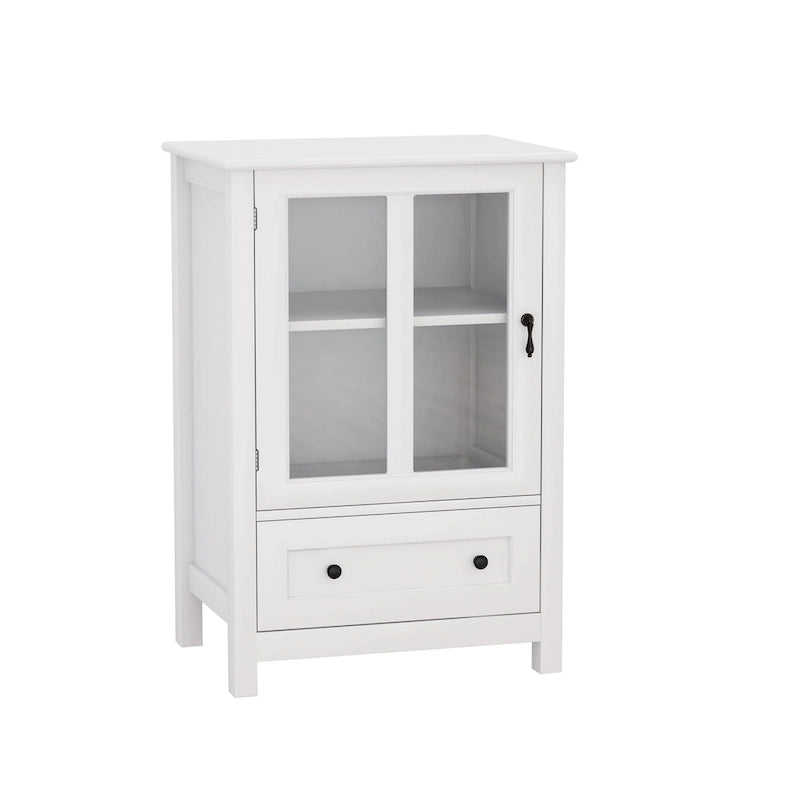 Meuble de rangement buffet avec double porte vitrée et poignée unique en forme de cloche