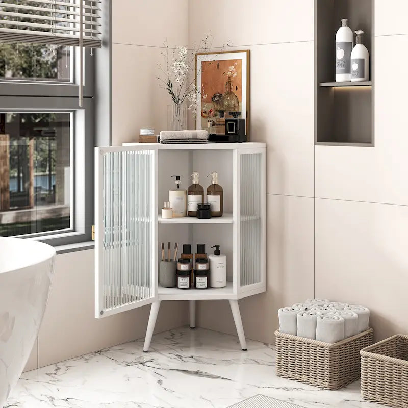 Meuble d'angle bas de 22,25 po avec porte en verre trempé